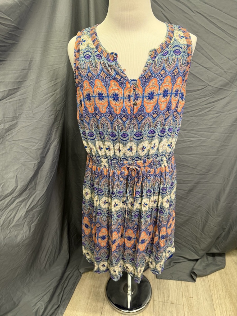 Lucky Brand Midi Boho Printed Sleeveless Dress - Picture 1 of 5